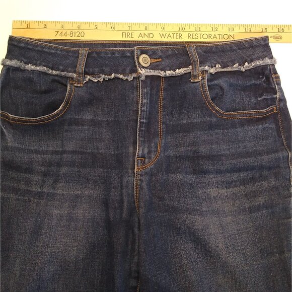 Maurices DenimFlex M Long High Rise Dark Fray Waist Jegging Sandblasted Wash EUC - Picture 9 of 9